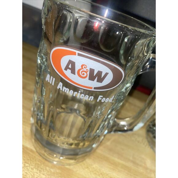 Vintage Set 6 A&W Root Beer Heavy Dimpled Glass Mug 6" & 4.5” & 3” AW 1970s - Picture 11 of 11